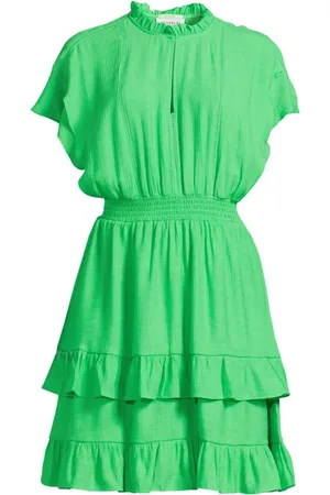 Scotch&Soda Easy Fitted Smocked Mini Dress Bright Parakeet