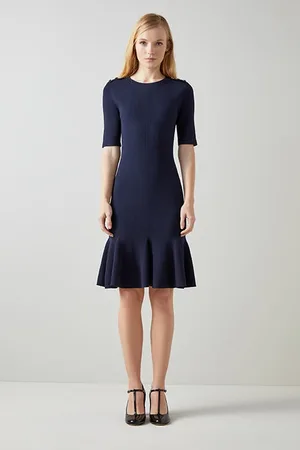 LK Bennett Annmarie Knit Midi Dress Navy