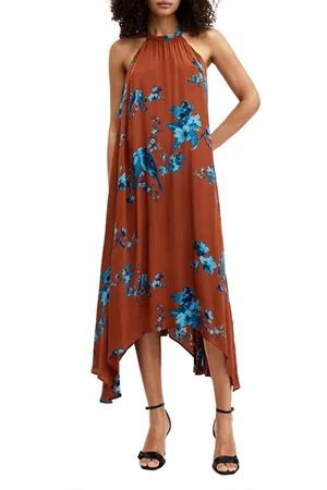AllSaints Mysti Iona Dress Rust Red
