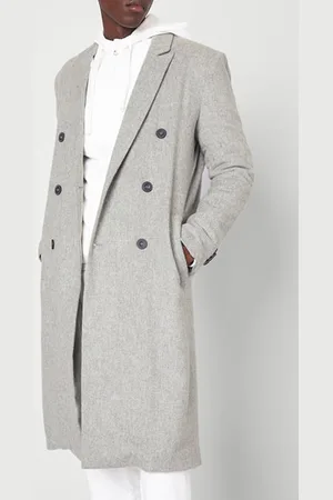 American Vintage Straight Long-sleeve Double-breasted Coat Gris Chine
