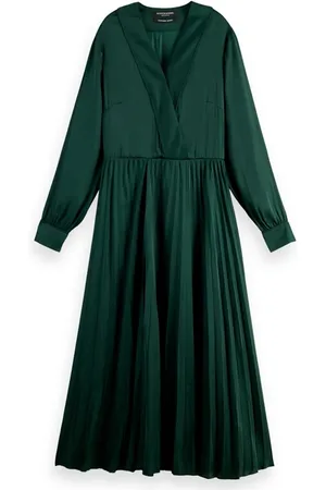 Scotch&Soda Long Sleeved Pleated Maxi Dress Blue Spruce