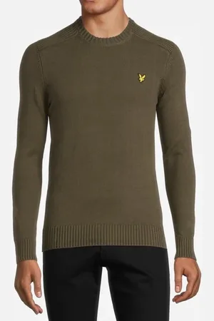 Lyle & Scott Shoulder Detail Crew Neck Knit Jumper Olive