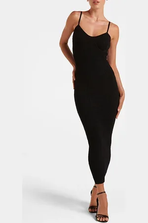 Forever New Charlie Corset Knit Dress Black