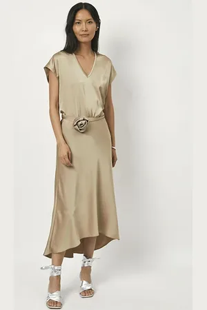 Dante 6 Luiza Satin V-neck Top Dry Sand