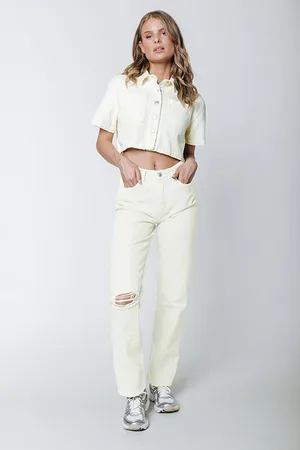 Colourful rebel Jones Mid Rise Straight Leg Pants Lime