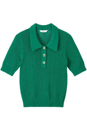 LK Bennett Nancy Mesh Knitted Sweater Eden Green