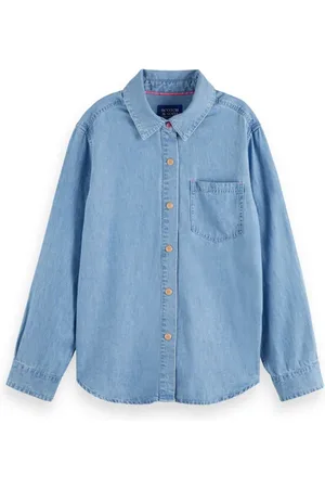 Scotch&Soda Long Sleeve Shirt With One Pocket - Washed Indigo