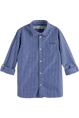 Scotch&Soda Classic Striped Long-sleeved Shirt In Organic Cotton Blue St
