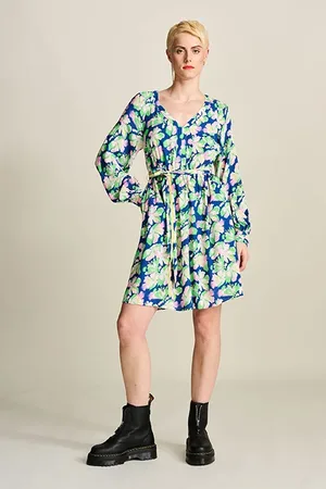 POM Amsterdam Dress - Lilies Blue Multi Colour
