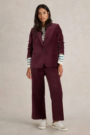 White Stuff Evelyn Velvet Blazer Dark Plum
