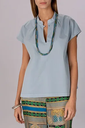 River Woods Cotton Oversized Shirt Blue