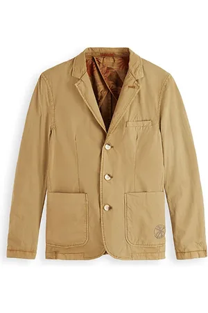 Scotch&Soda Garment-dyed Poplin Blazer Contains Organic Cotton Walnut