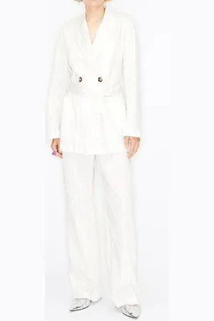 Bimba y Lola Fluid Ivory Striped Blazer
