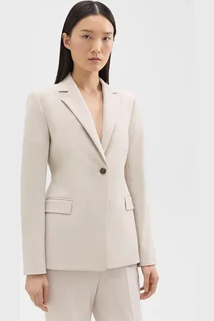 THEORY Sculpted Blazer In Stretch Cotton-blend New Sand