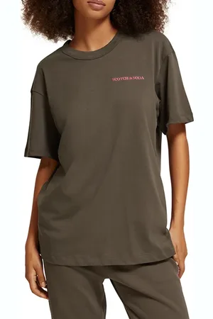 Scotch&Soda Unisex Organic Cotton Crewneck T-shirt Dark Taupe