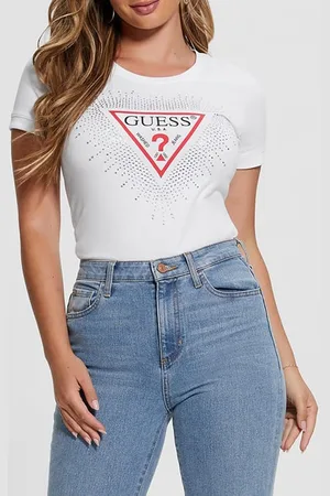 Guess GUESS Ss Cn Star Triangle Tee Pure White