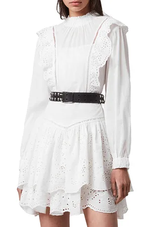 AllSaints Aislyn Broiderie Dress Chalk White