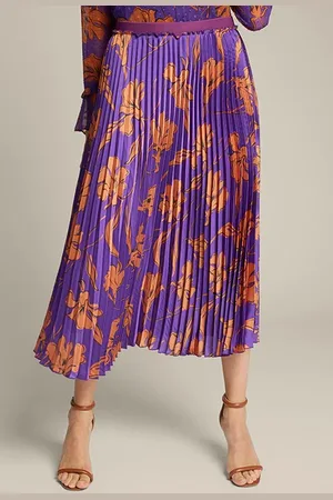 Elena Miro Printed Pleated Skirt Violet