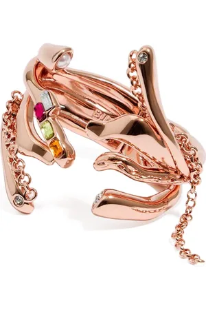 Bimba y Lola Hinged Bracelet With Texture, Chains And Crystals