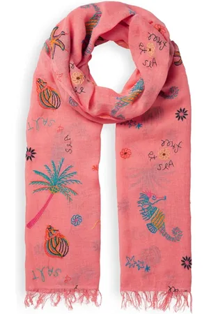 Scotch&Soda Long Scarf With Embroidery Sea Life Embroidery