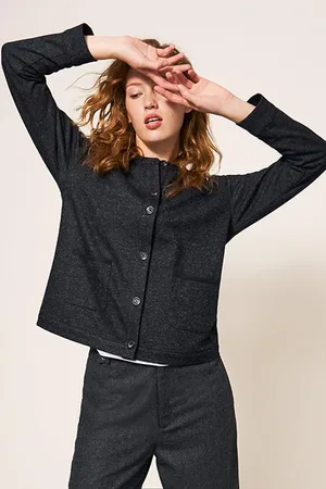 White Stuff Adele Jersey Jacket Grey Multi