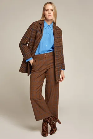 Elena Miro Chequered Cropped Trousers Brown