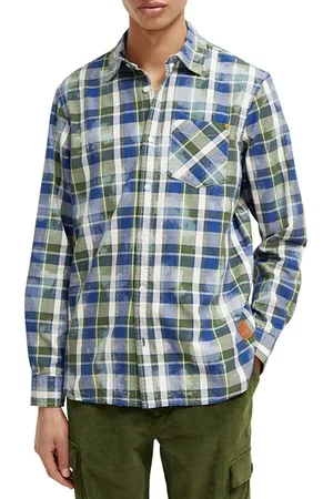 Scotch&Soda Denim Washed Checked Workwear Shirt Field Green Check