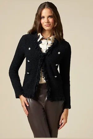 Oltre Knitted Jacket With Jewel Buttons Black