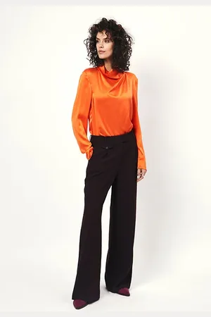 Dante 6 Ipsum Silk Drapey Top Signal Orange