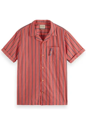 Scotch&Soda Toweling Striped Camp Shirt Red/blue Stripe