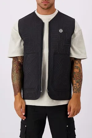 Black Bananas Monogram Quilted Vest Black