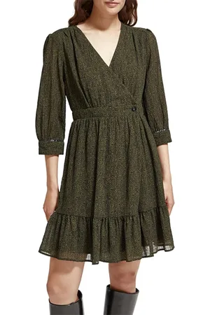 Scotch&Soda Wrap Mini Dress Leopard Spot Green