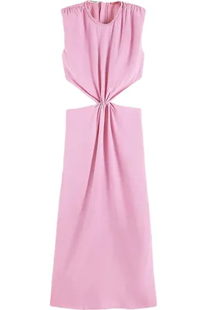 Scotch&Soda Draped Structured Shoulder Midi Dress Orchid Pink