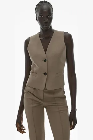Helmut Lang Tux Vest Polyester, Virgin Wool, Elastane Taupe