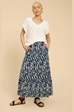 White Stuff Charley Eco Vero Maxi Skirt Navy Printed