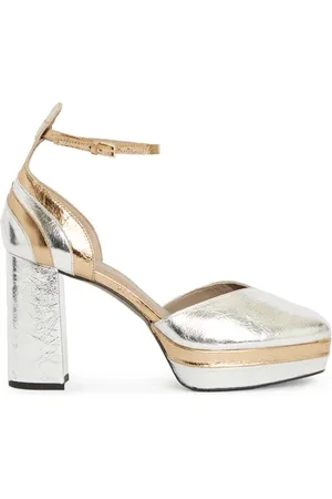 AllSaints Tiffany Met Platform Silver/gold