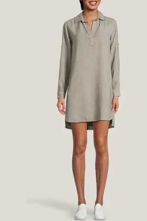 Bella Dahl Long Sleeve A-line Dress Soft Army