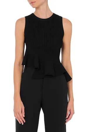 Moschino Stretch Viscose Top With Ruffles Black