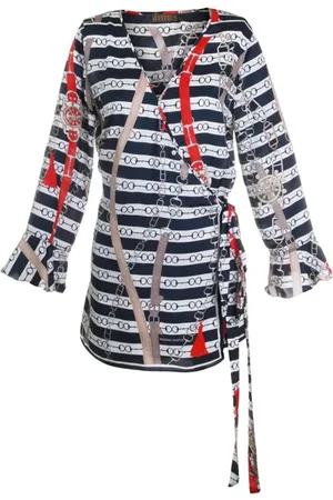 MUCHO GUSTO Blouse Phuket Nautical Navy, White