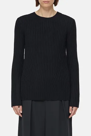 Closed Crew Neck Long Sleeve Knits Black