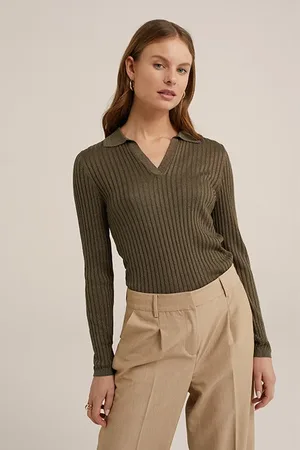 WE Fashion Knitted Pullover Khaki