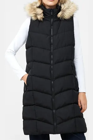 French Connection Fur Chev Mix Gilet M Black