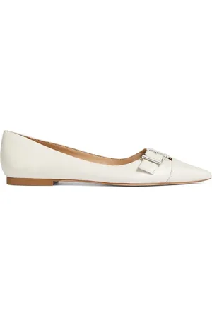 LK Bennett Brynn Curved Ballerina Shoes Off White