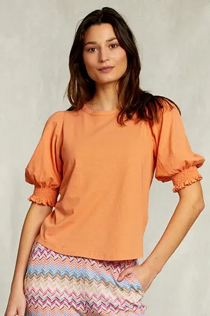 River Woods Orange T-shirt 3/4 Sleeves With Smock Orange