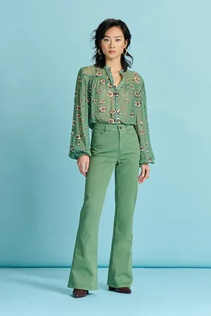 POM Amsterdam Jeans - Kate Flare Mythical Green