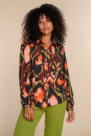 Geisha Blouse Brown/lime Combi