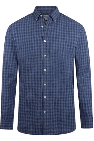 McGregor Seersucker Check Shirt Medium Blue