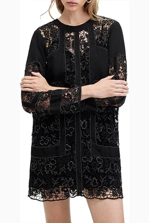 AllSaints Noush Emb Dress Jet Black