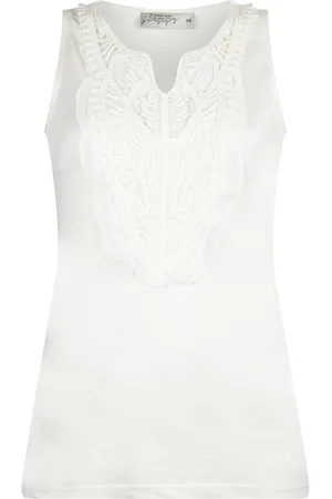 Summum Woman Singlet Linen Lace White