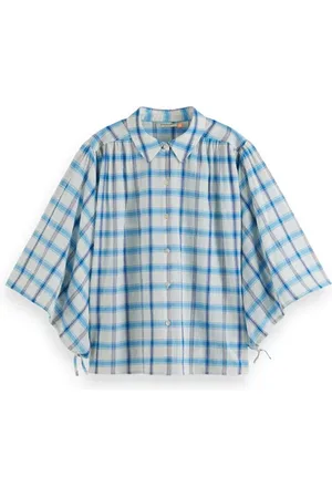 Scotch&Soda Checked Balloon Sleeve Shirt Sky Blue Check